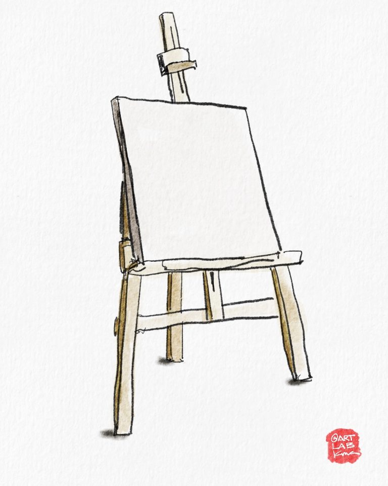 A watercolor illustration of a blank canvas by Kris Avilla